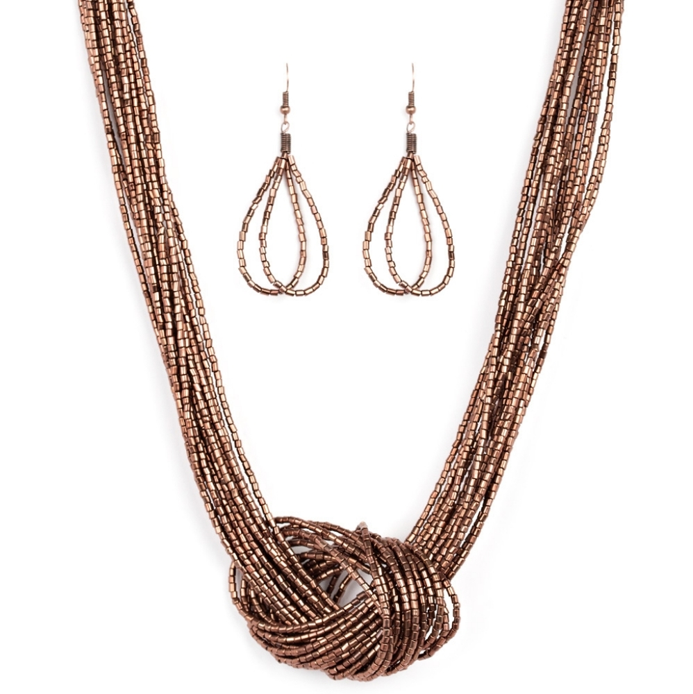 Paparazzi knot necklace and earrings